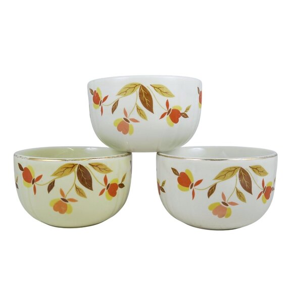 Hall China Jewel Tea Autumn Leaf Radiance Custard Dishes, Set of 3, 1939–76 - Picture 2 of 5